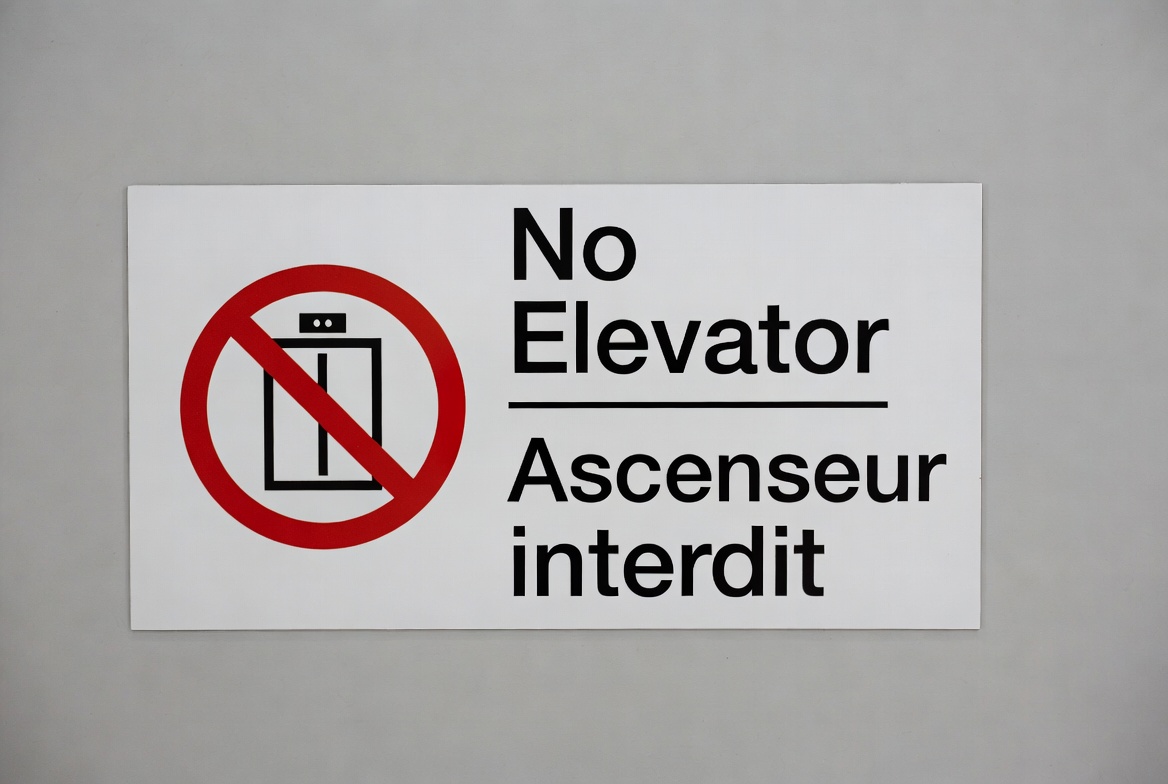 No Elevator Ascenseur Interdit Sign No Elevator Ascenseur Interdit Sign