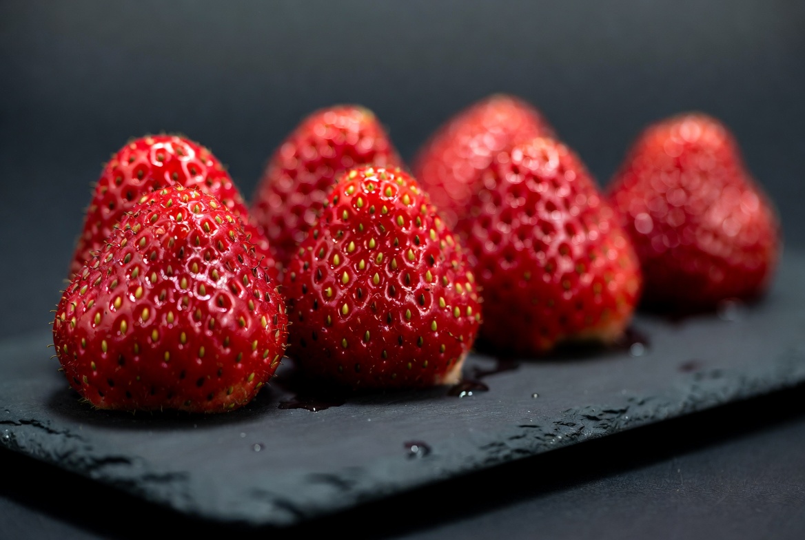 Fresh Strawberries on Black Slate Fresh Strawberries on Black Slate