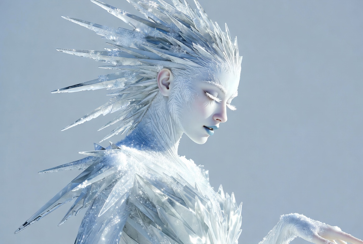 Ice Queen with Spiky Frost Hair Ice Queen with Spiky Frost Hair