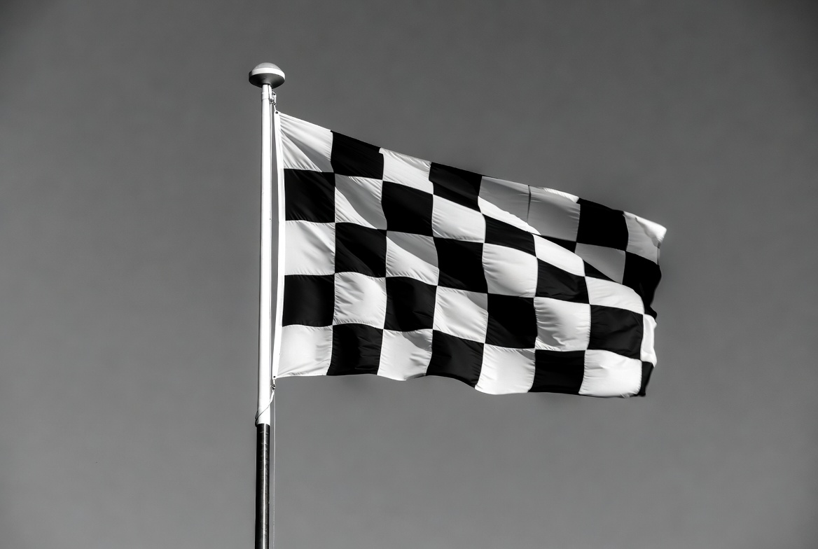 Checkered Flag Waving on Pole Checkered Flag Waving on Pole