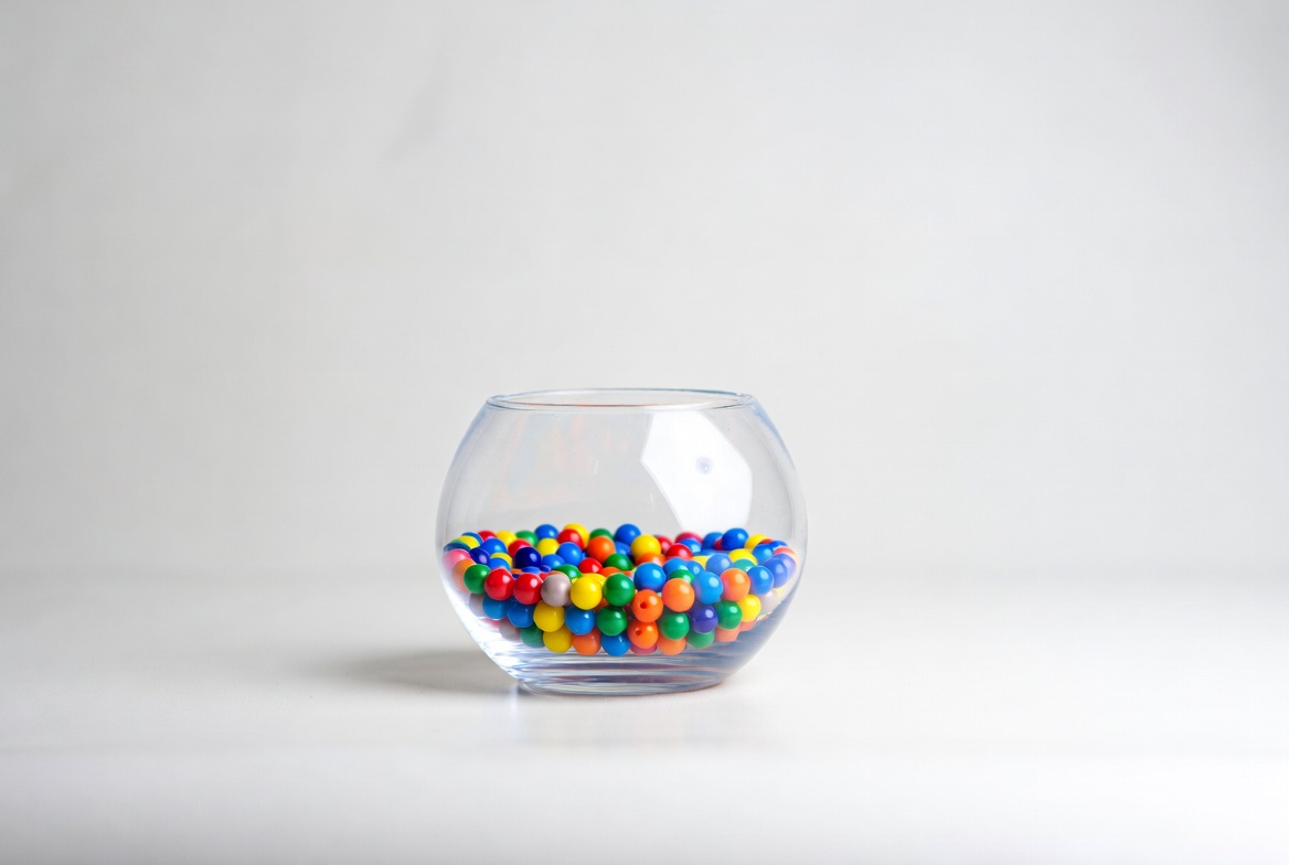 Colorful Candy Balls in Glass Bowl Colorful Candy Balls in Glass Bowl