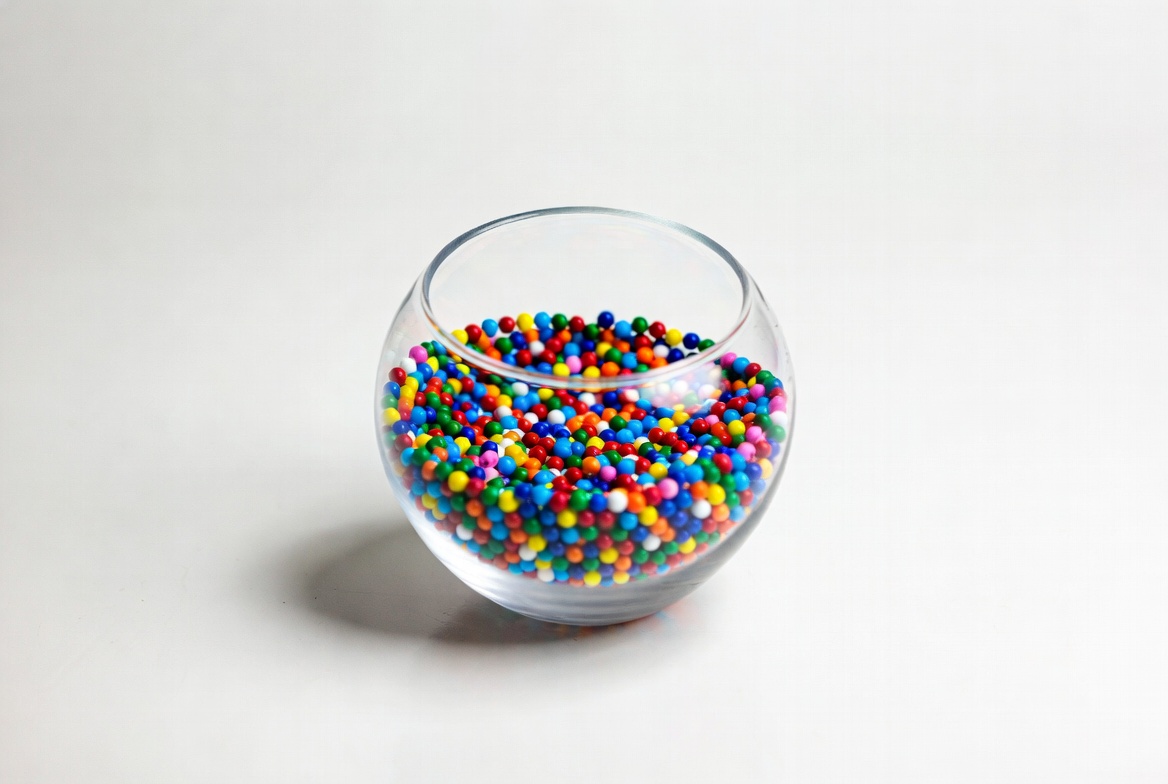 Colorful Sprinkles in Glass Bowl Colorful Sprinkles in Glass Bowl
