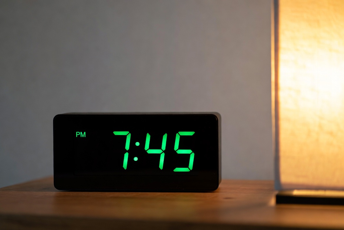 Digital Clock Showing 7:45 PM Digital Clock Showing 7:45 PM