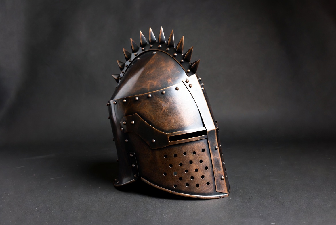 Spiked Bronze Medieval Knight Helmet Spiked Bronze Medieval Knight Helmet