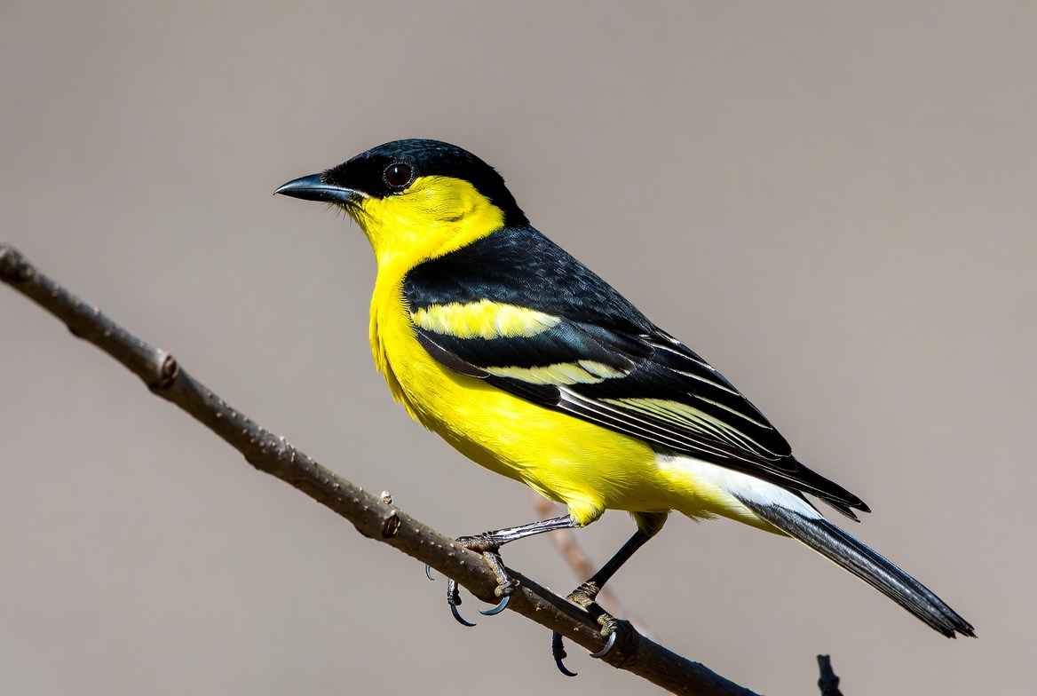 Yellow-headed Blackbird perched on branch Yellow-headed Blackbird perched on branch