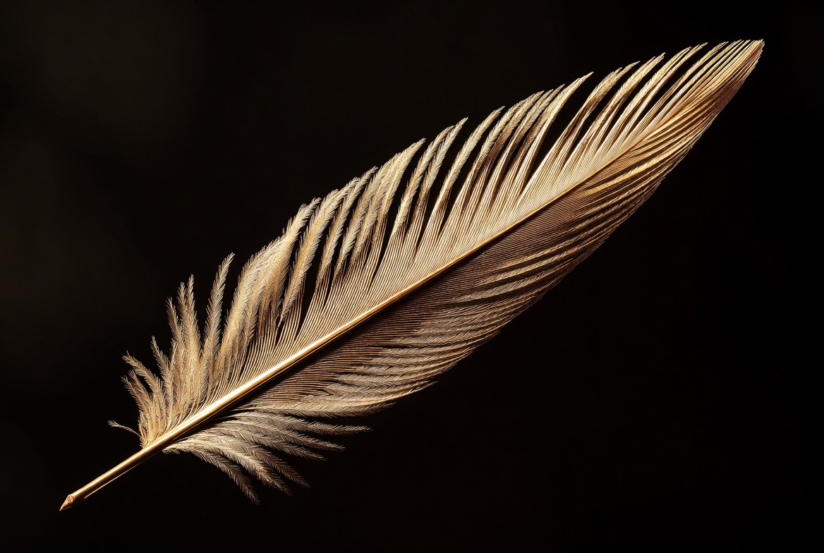 White feather on black background White feather on black background
