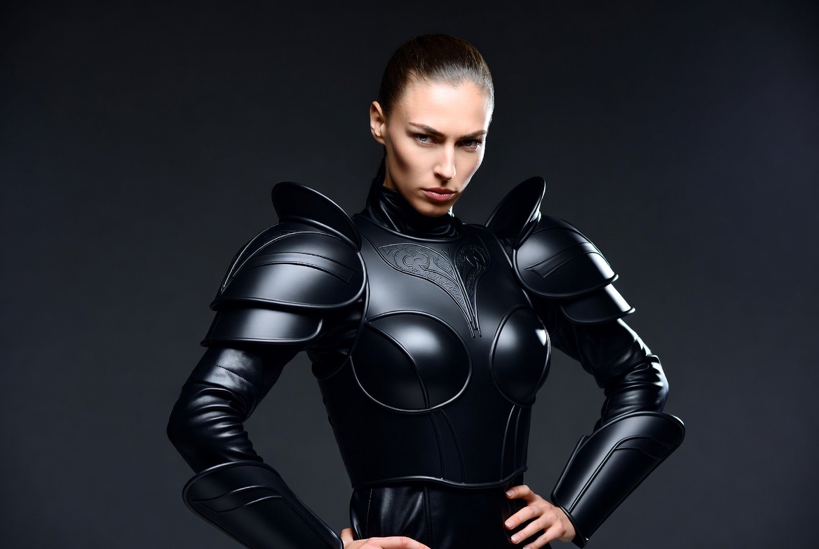 Woman in black leather armor Woman in black leather armor