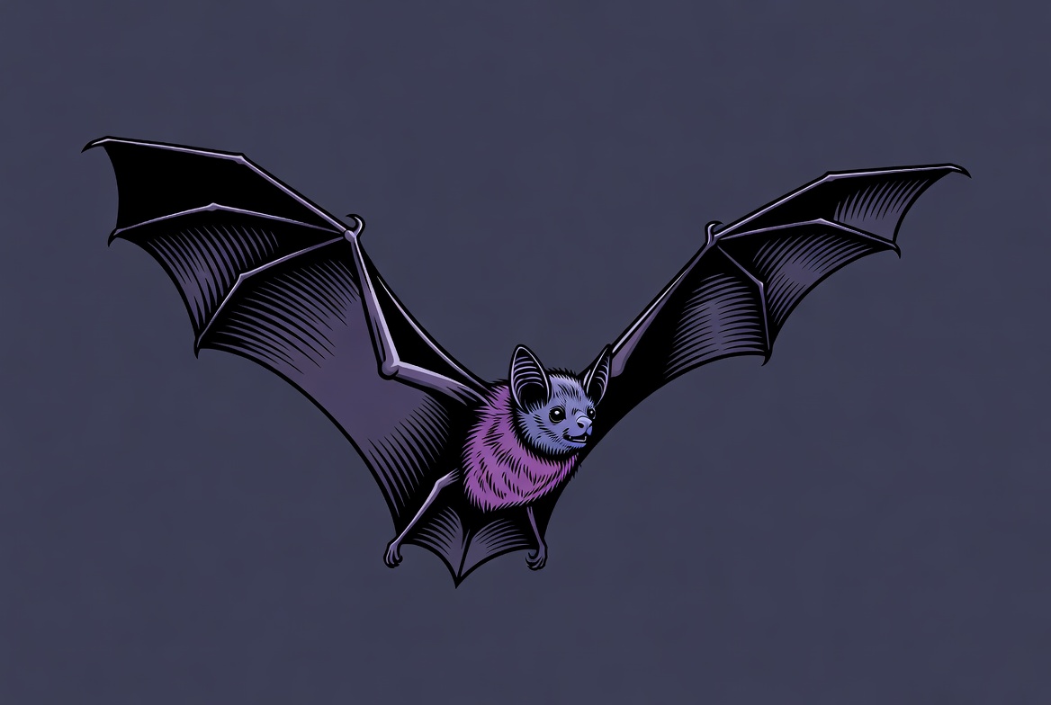 Purple bat with spread wings Purple bat with spread wings