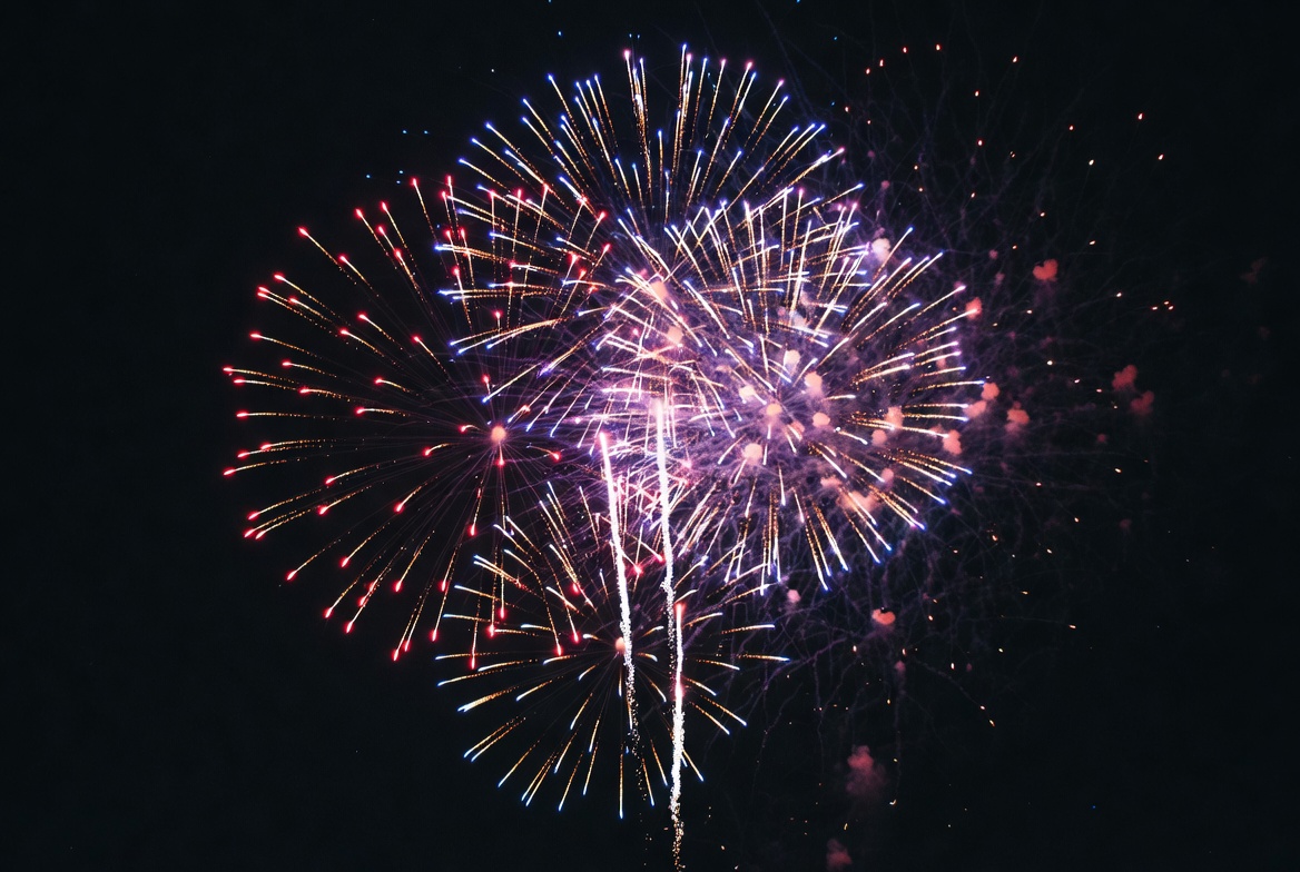 Colorful Fireworks Exploding in Night Sky Colorful Fireworks Exploding in Night Sky