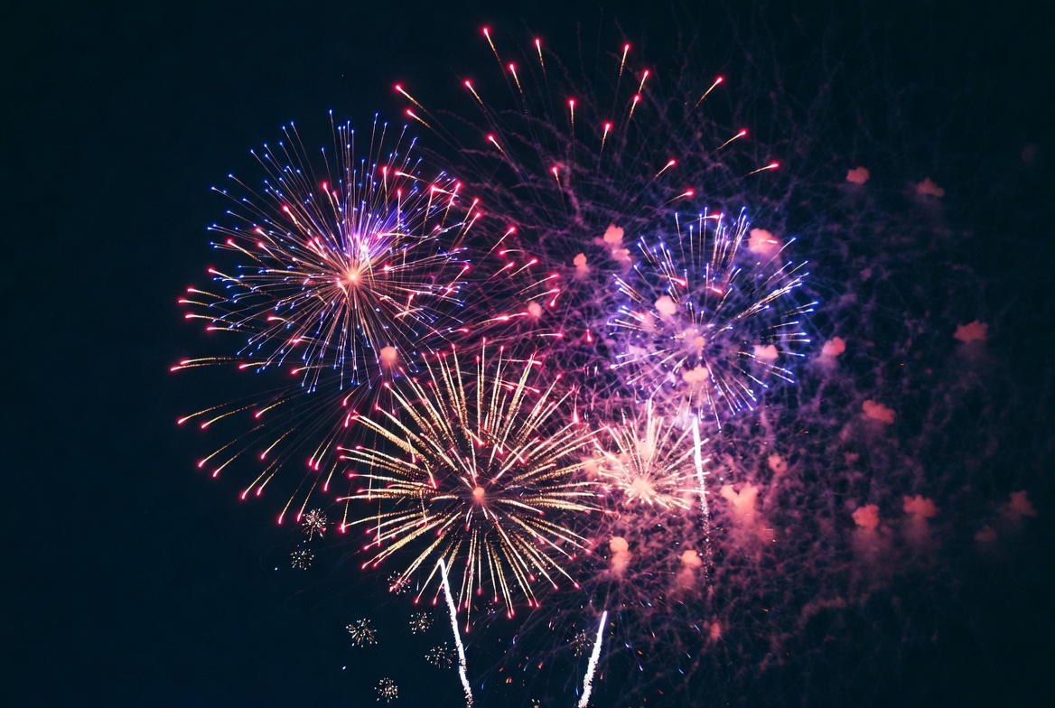 Colorful Fireworks Exploding in Night Sky Colorful Fireworks Exploding in Night Sky