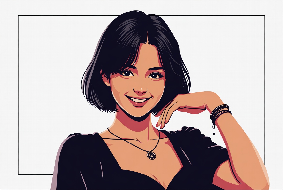 Smiling Asian woman with hand on cheek Smiling Asian woman with hand on cheek