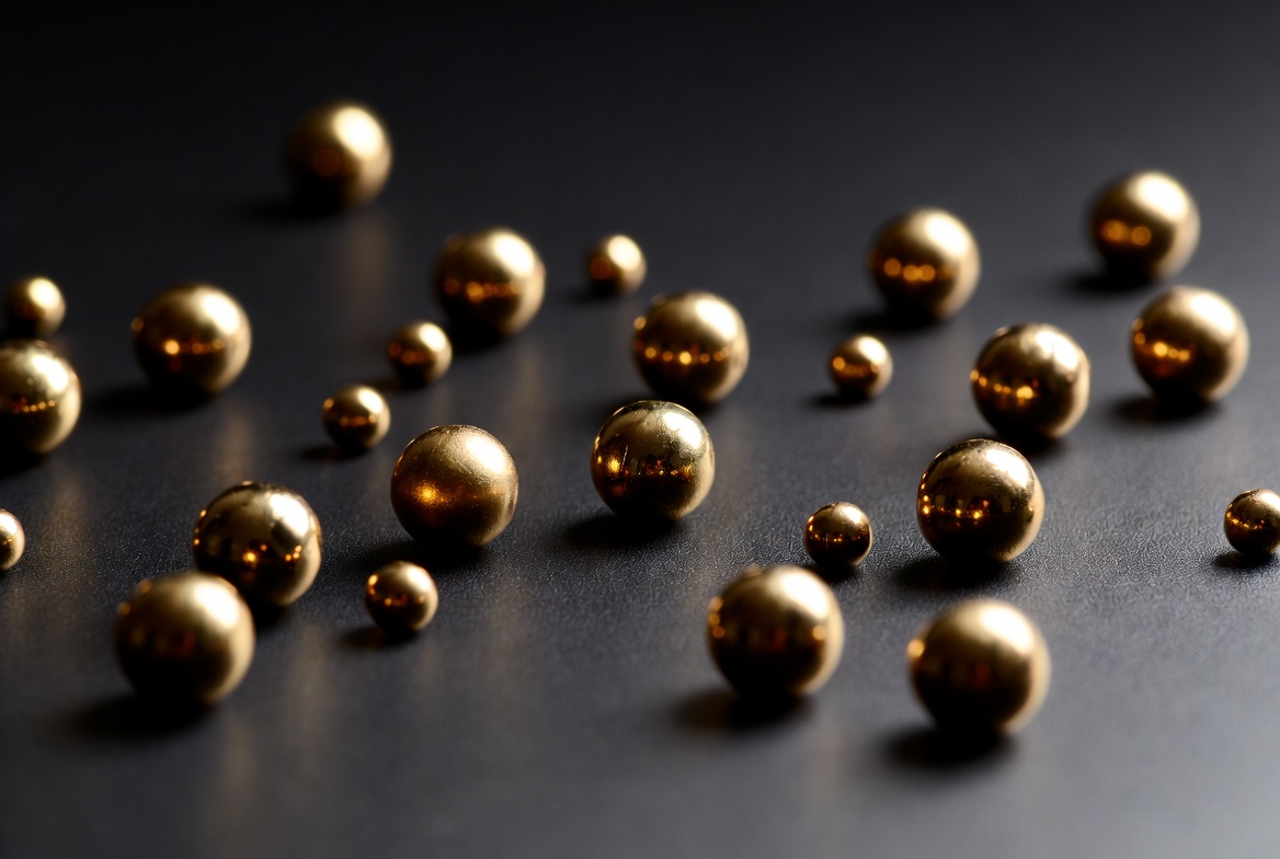 Golden metallic balls on black background Golden metallic balls on black background