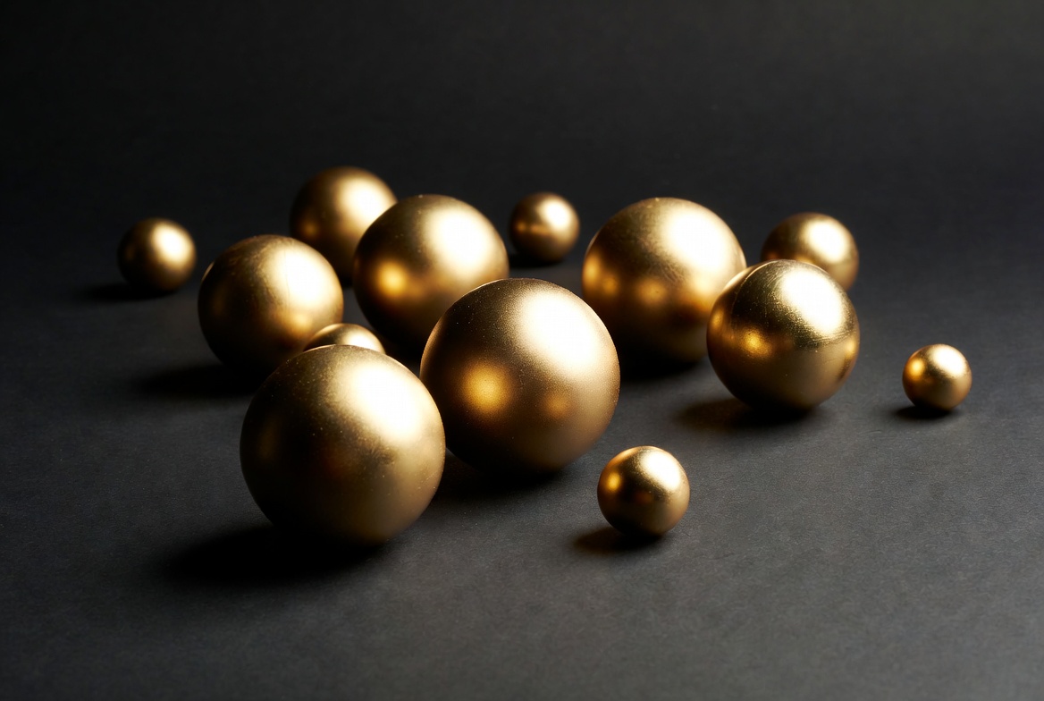 Shiny gold balls on black background Shiny gold balls on black background