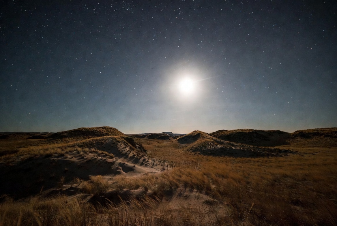 Full Moon Over Sandy Dunes Full Moon Over Sandy Dunes