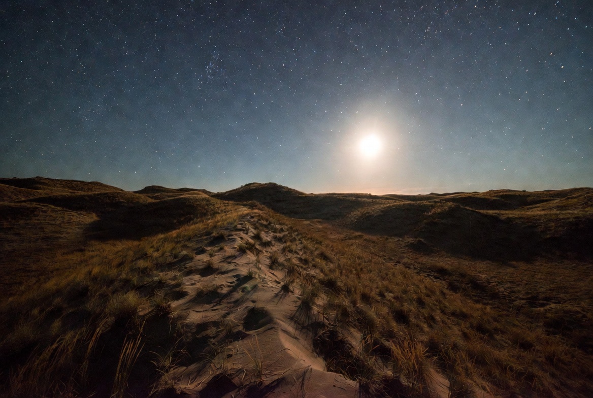 Moonlit Sand Dunes at Night Moonlit Sand Dunes at Night