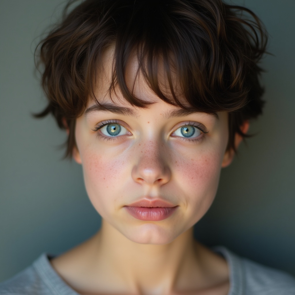 Woman with short brown hair Woman with short brown hair