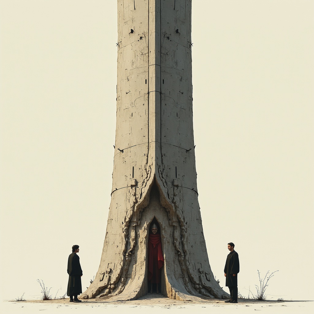 Two Men Standing by Tower Door Two Men Standing by Tower Door