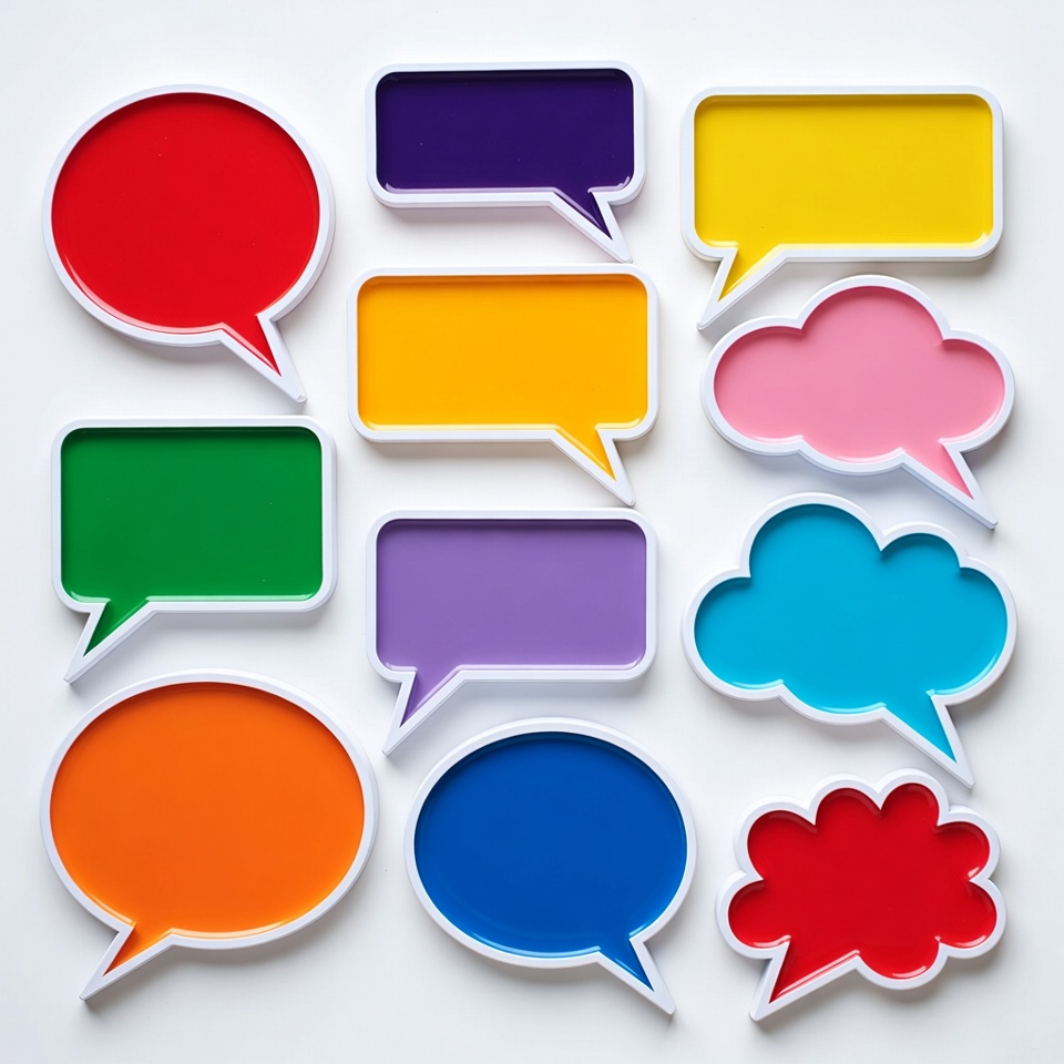 Colorful Speech Bubbles on White Colorful Speech Bubbles on White