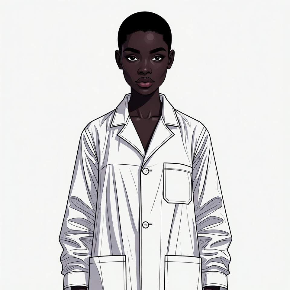African-American woman in white lab coat African-American woman in white lab coat