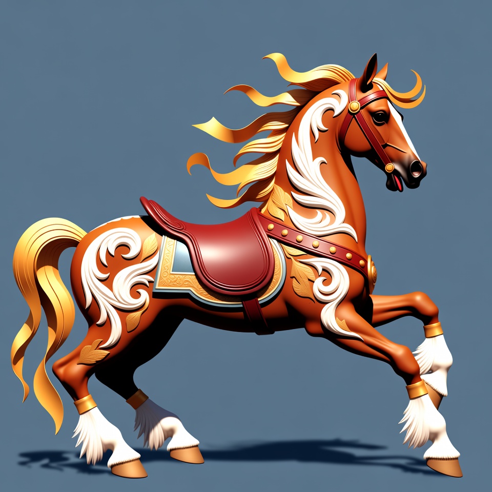 Ornate Carousel Horse Galloping Ornate Carousel Horse Galloping