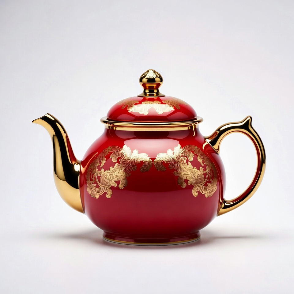 Red gold teapot isolated Red gold teapot isolated