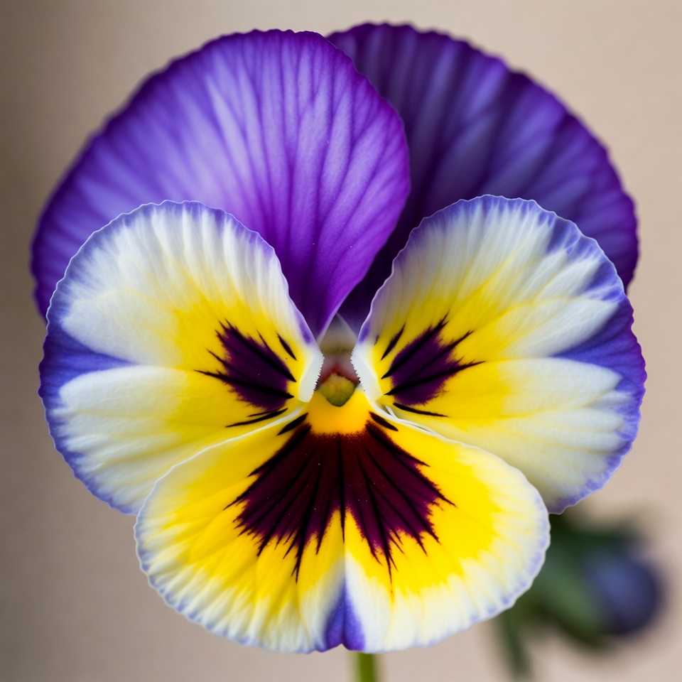 Purple Yellow Pansy Flower Closeup Purple Yellow Pansy Flower Closeup