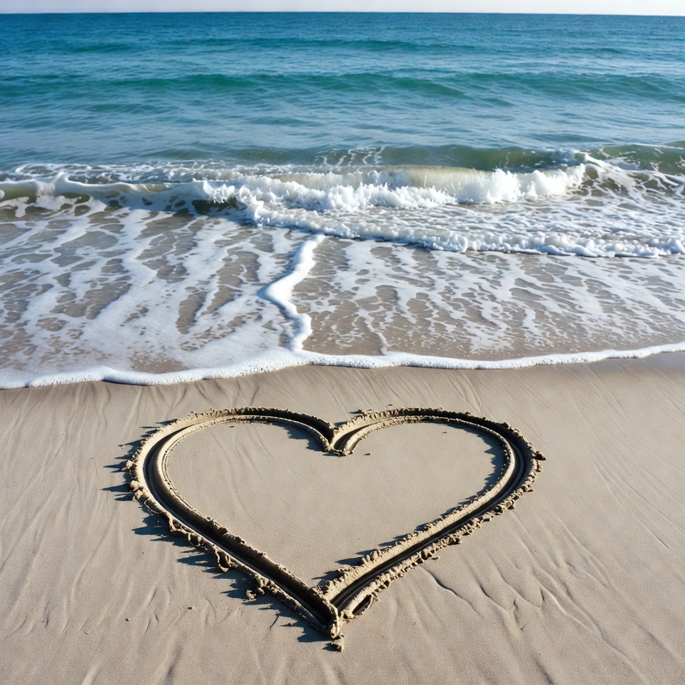 Heart drawn in sand at beach Heart drawn in sand at beach