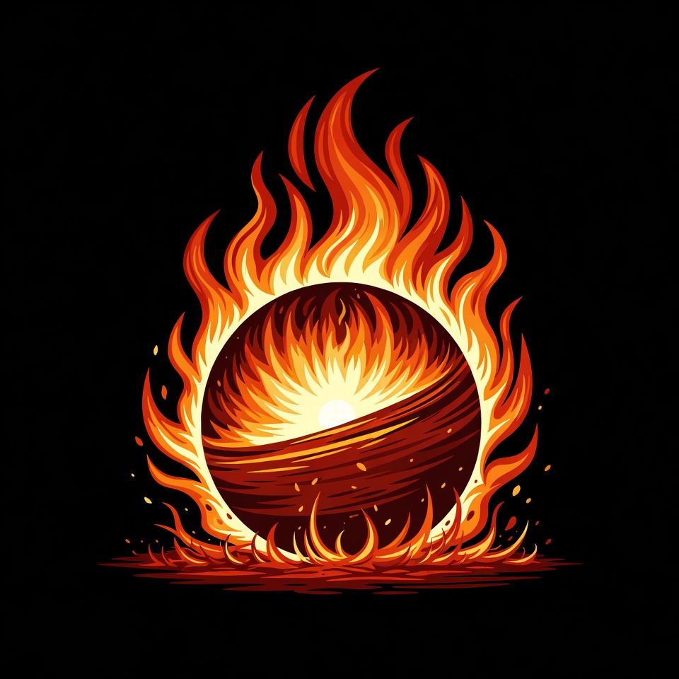 Fiery Burning Ball Illustration Fiery Burning Ball Illustration