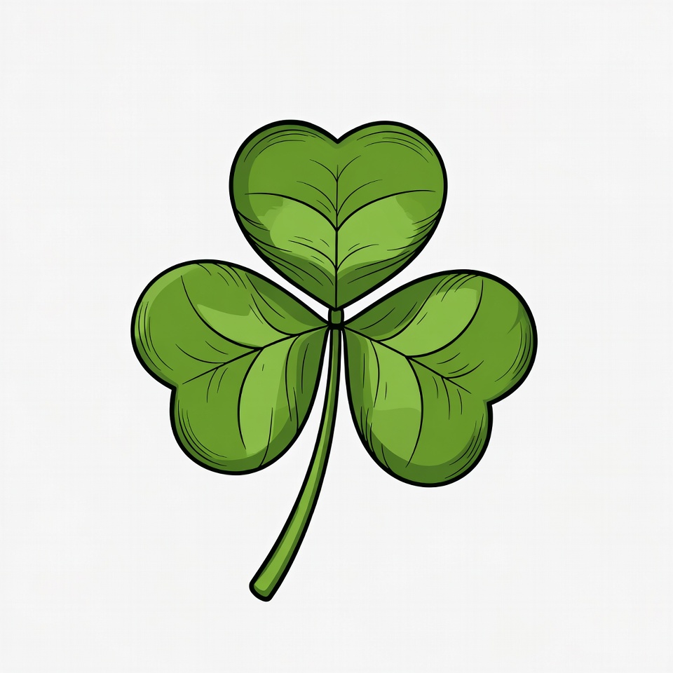 Heart-Shaped Four-Leaf Clover Illustration Heart-Shaped Four-Leaf Clover Illustration
