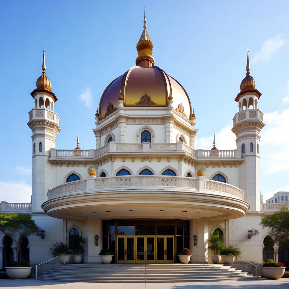 Grand White Mosque with Golden Dome Grand White Mosque with Golden Dome