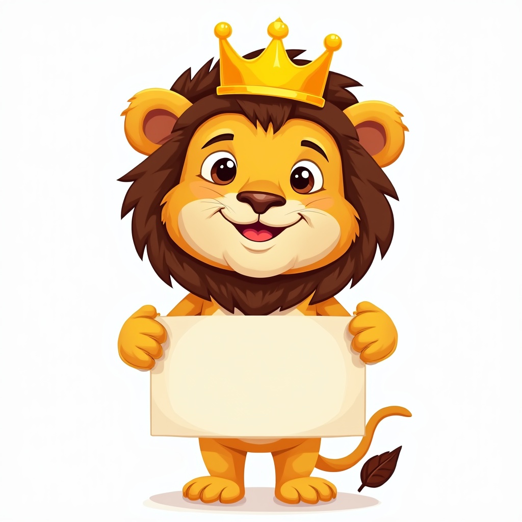 Cartoon Lion King Holding Blank Sign Cartoon Lion King Holding Blank Sign