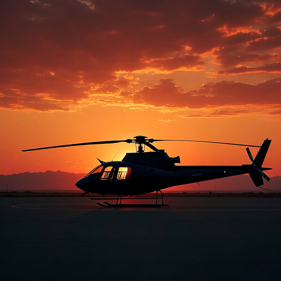 Helicopter Silhouette at Sunset Helicopter Silhouette at Sunset