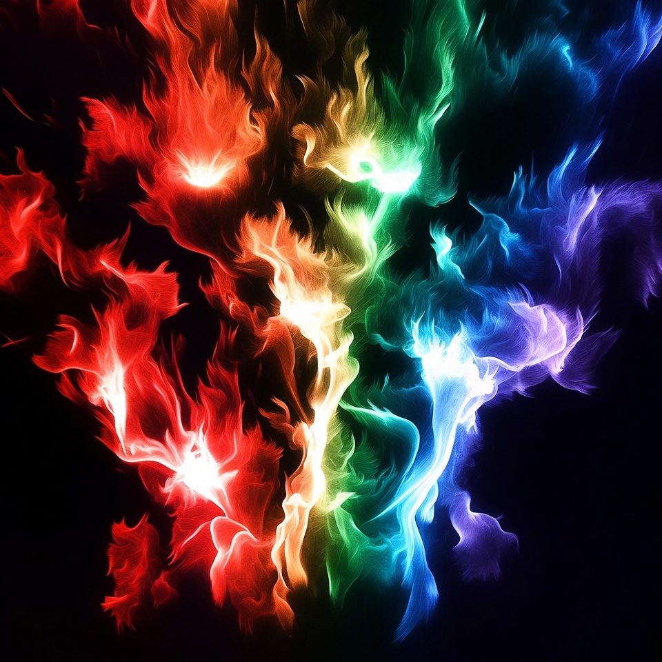 Vibrant Rainbow Fire Flames Vibrant Rainbow Fire Flames