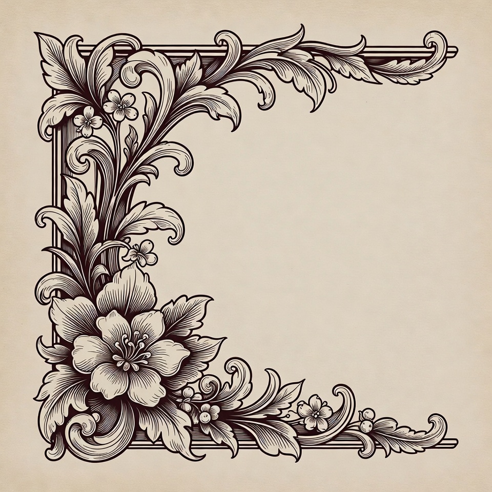 Ornate Floral Corner Border Illustration Ornate Floral Corner Border Illustration