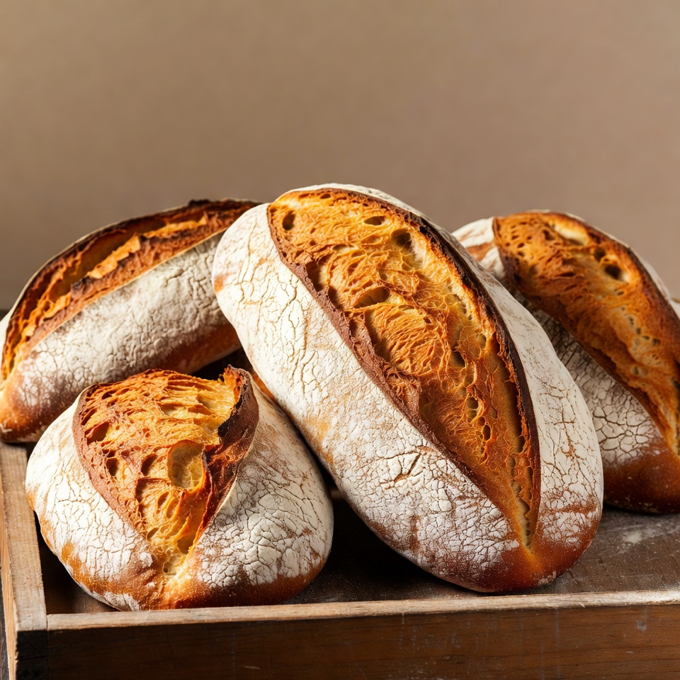 Fresh Artisan Breads in Wooden Crate Fresh Artisan Breads in Wooden Crate