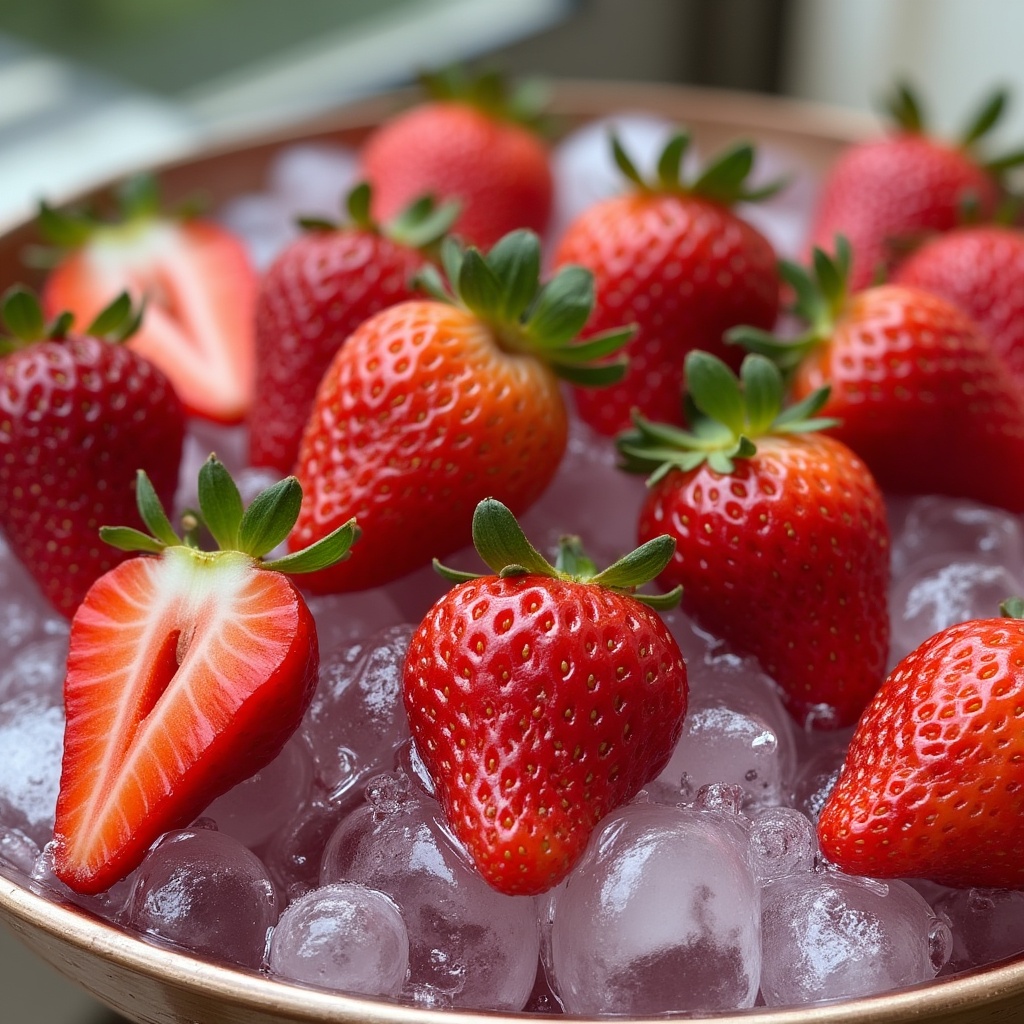 Fresh Strawberries in Ice Bowl Fresh Strawberries in Ice Bowl