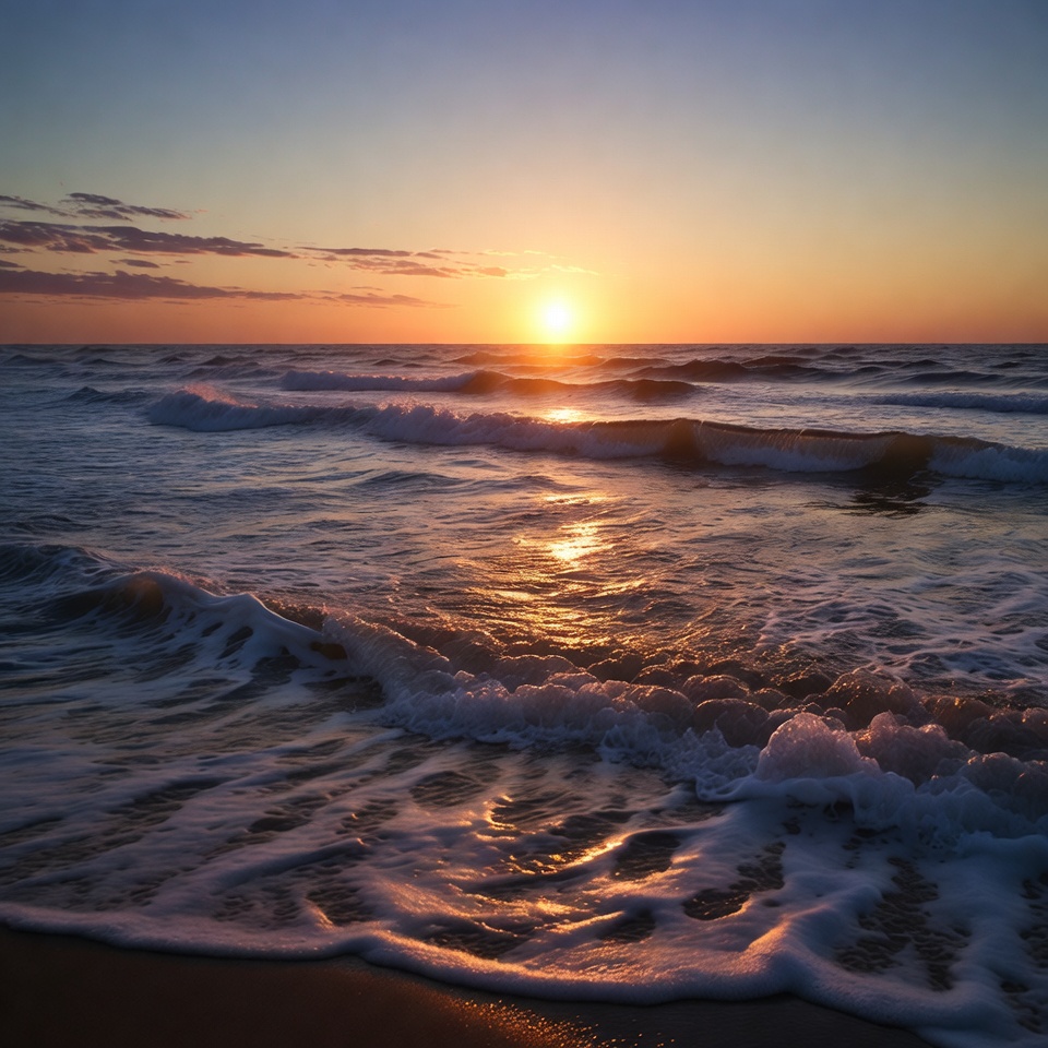 Sunset over ocean waves Sunset over ocean waves