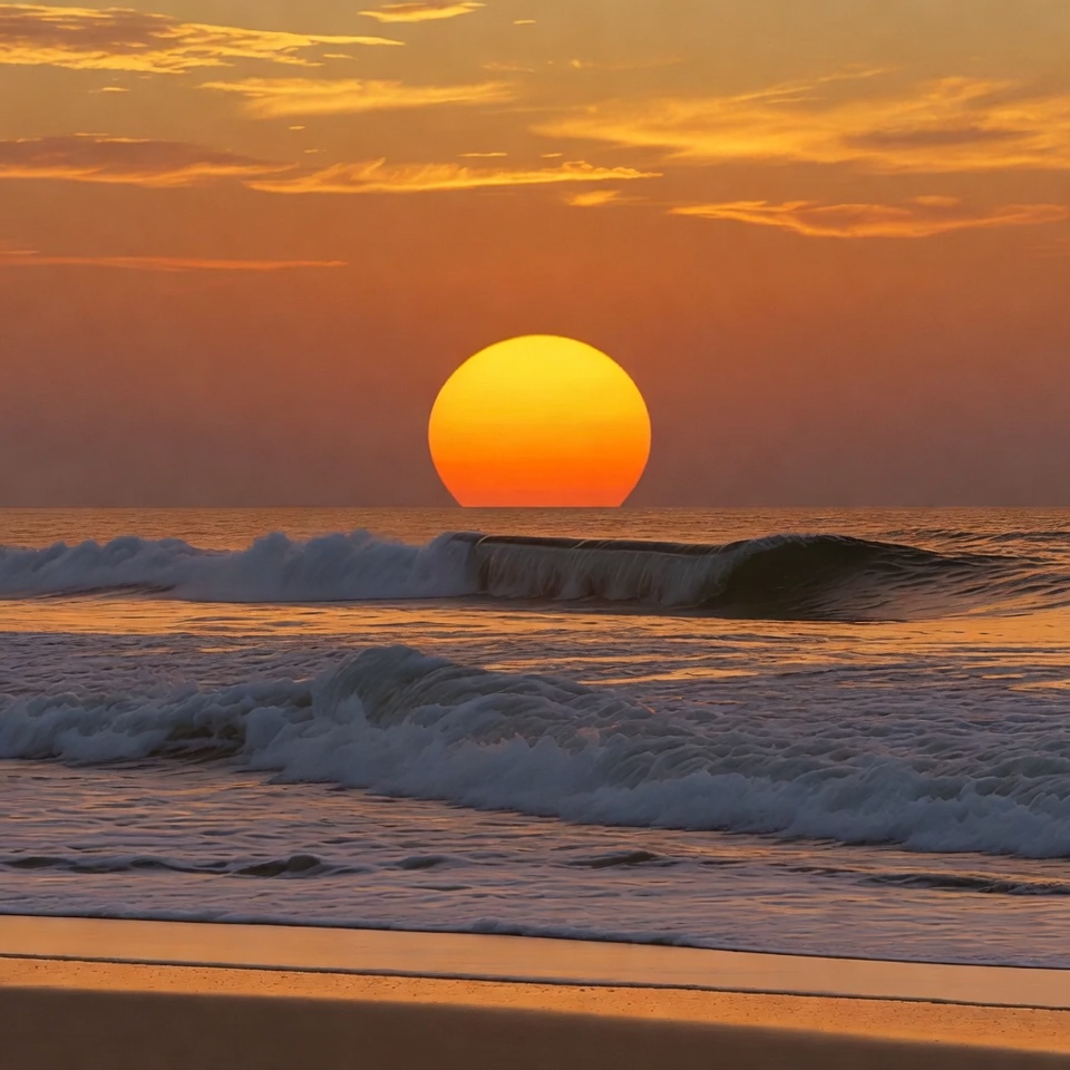 Sunset over ocean waves Sunset over ocean waves