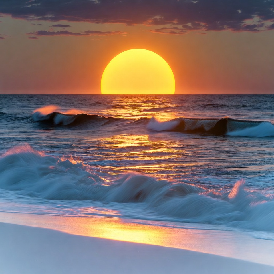 Sunset over ocean waves Sunset over ocean waves