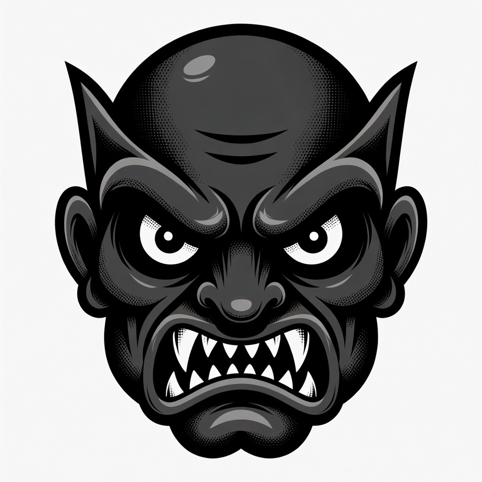 Angry Demon Head Illustration Angry Demon Head Illustration