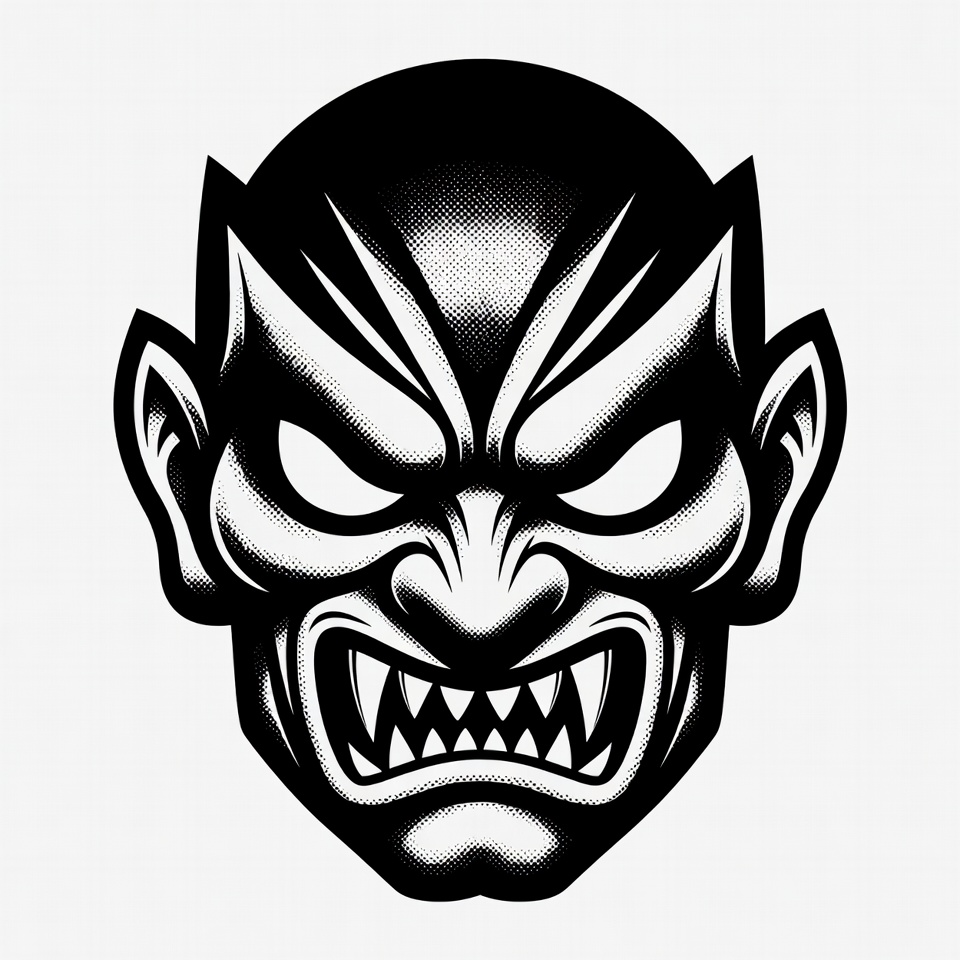 Oni Demon Mask Illustration Oni Demon Mask Illustration