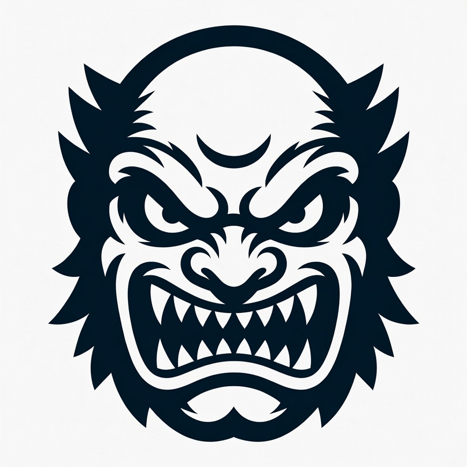 Angry snarling demon face illustration Angry snarling demon face illustration