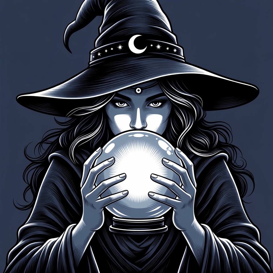 Woman holding glowing crystal ball Woman holding glowing crystal ball