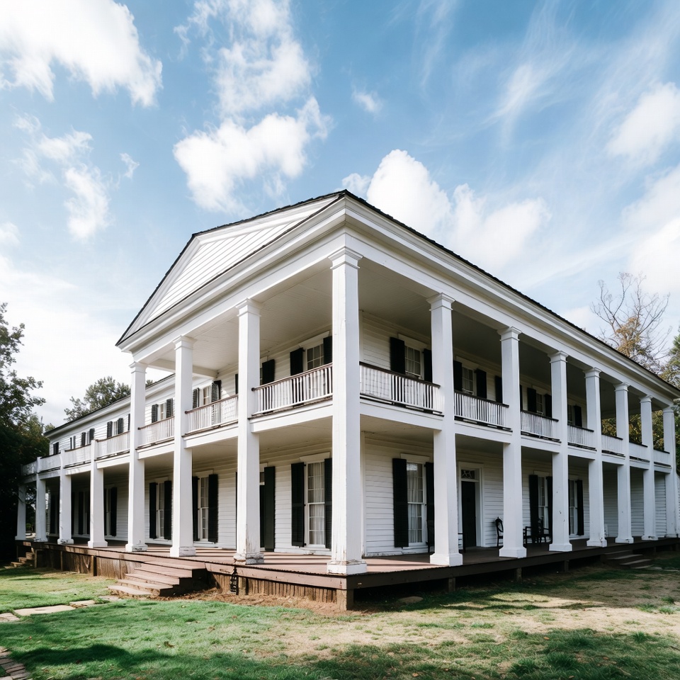 White Antebellum Mansion with Columns White Antebellum Mansion with Columns