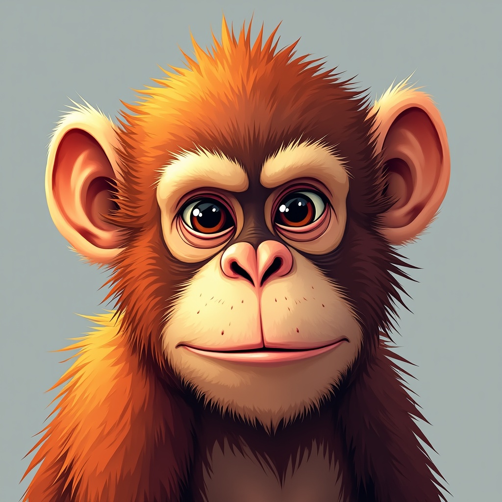 Cute cartoon orangutan smiling Cute cartoon orangutan smiling