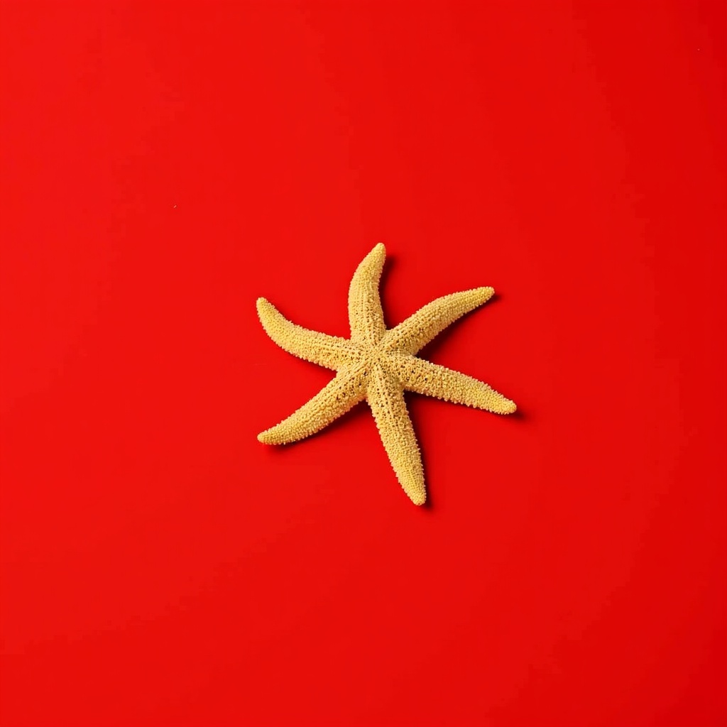 Yellow starfish on red background Yellow starfish on red background