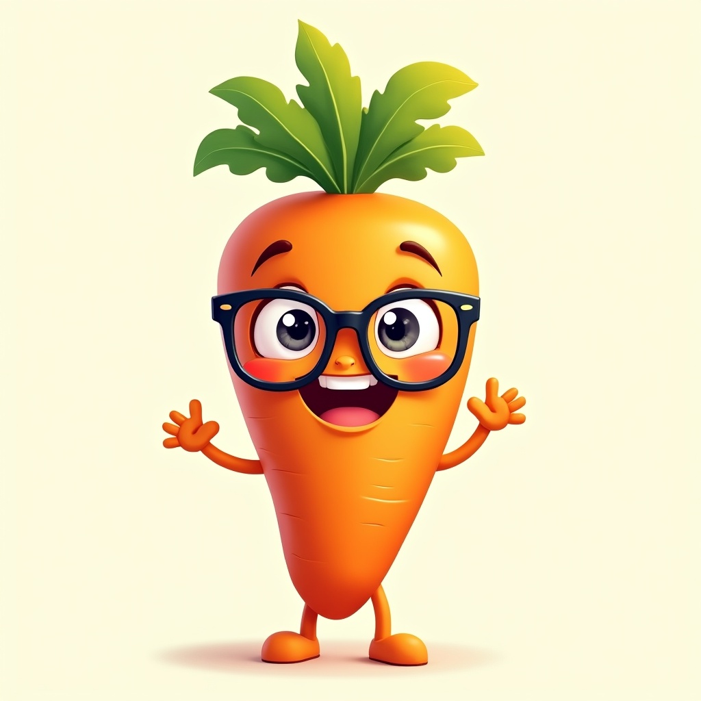 Cartoon Carrot Wearing Glasses Cartoon Carrot Wearing Glasses