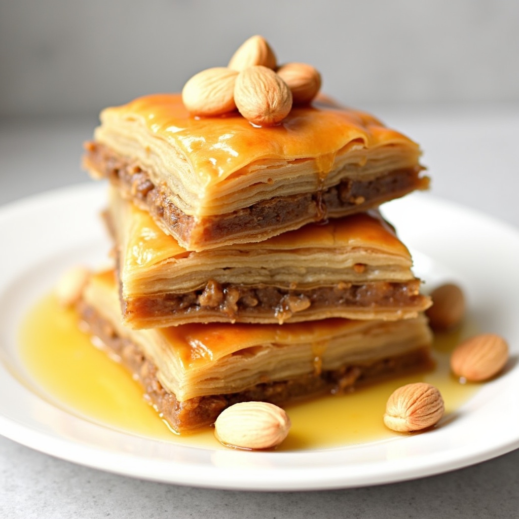 Stack of Baklava with Almonds Stack of Baklava with Almonds