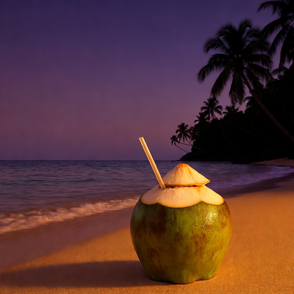 Coconut Drink on Tropical Beach Coconut Drink on Tropical Beach