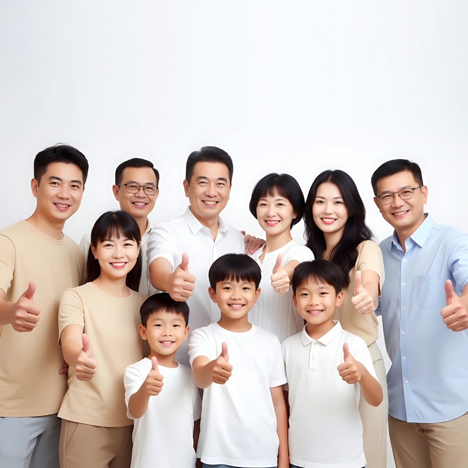 Asian family giving thumbs up Asian family giving thumbs up